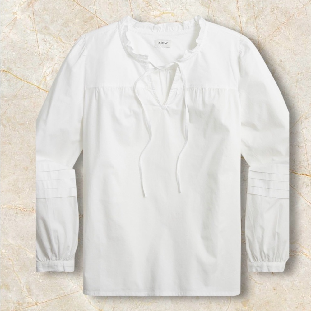 Cotton-blend poplin ruffleneck peasant top - Picture 4 of 4